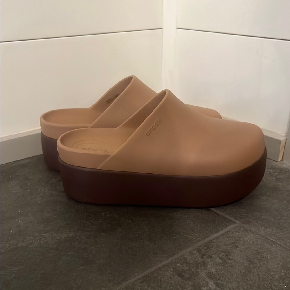 Crocs Women's Brown Platform Clogs- Never Worn
